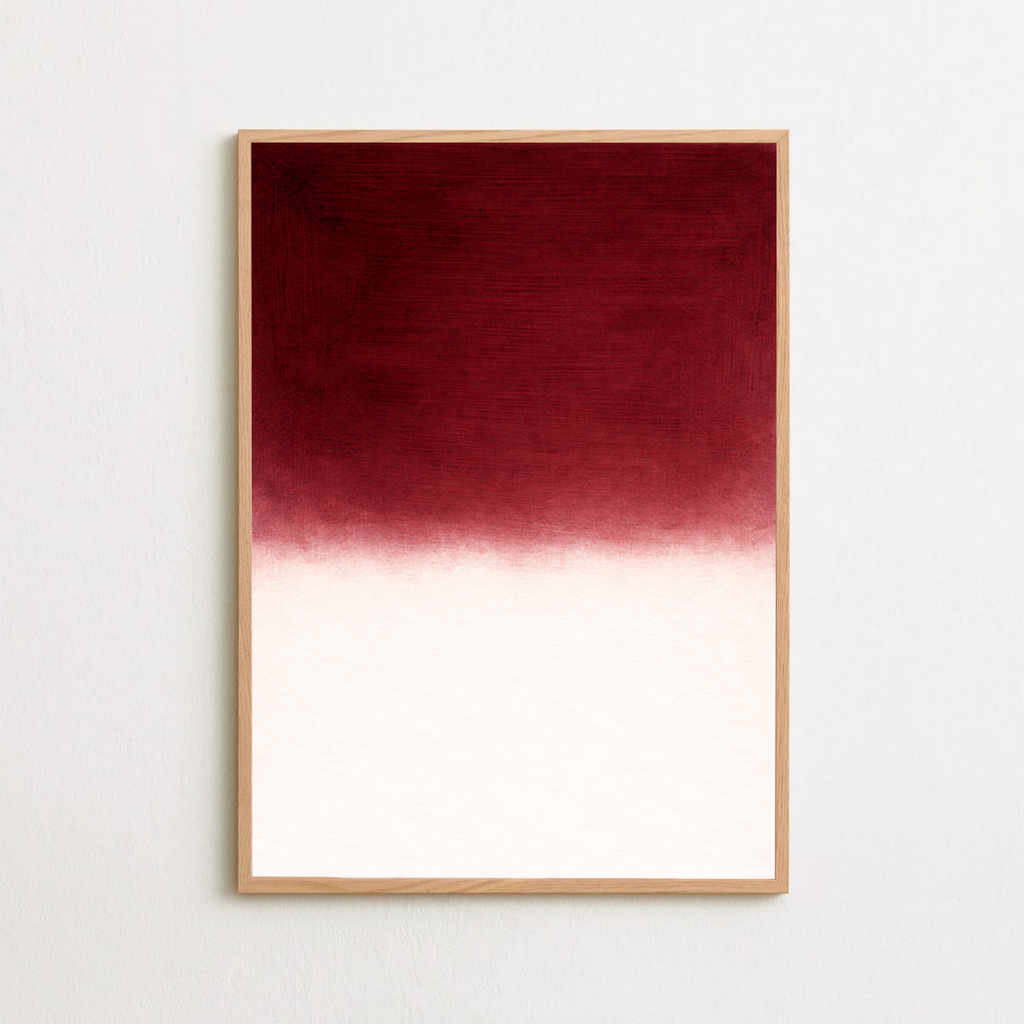 Framed artwork with a gradient from red to white on a white background