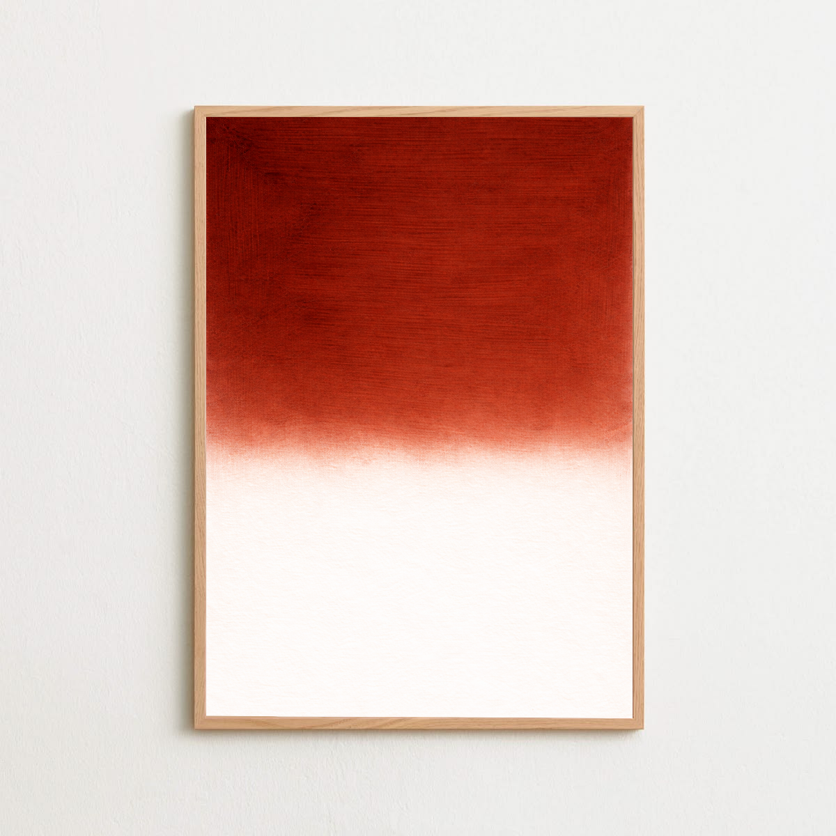 Framed artwork with a gradient from red to white on a white background