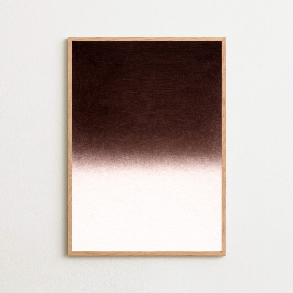 Framed artwork with a gradient from brown to white on a white background
