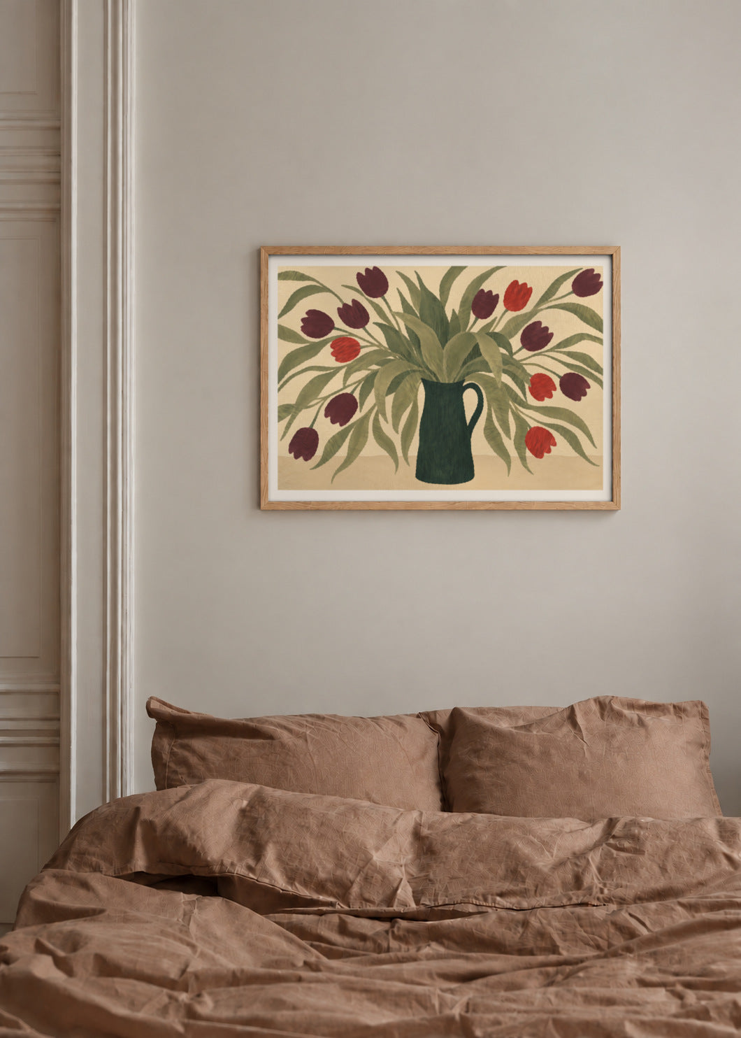 late tulips, in a bedroom