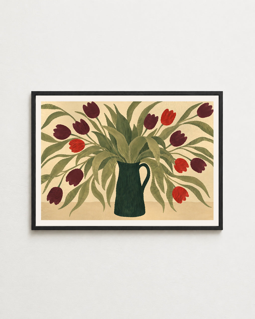 late tulips, black frame