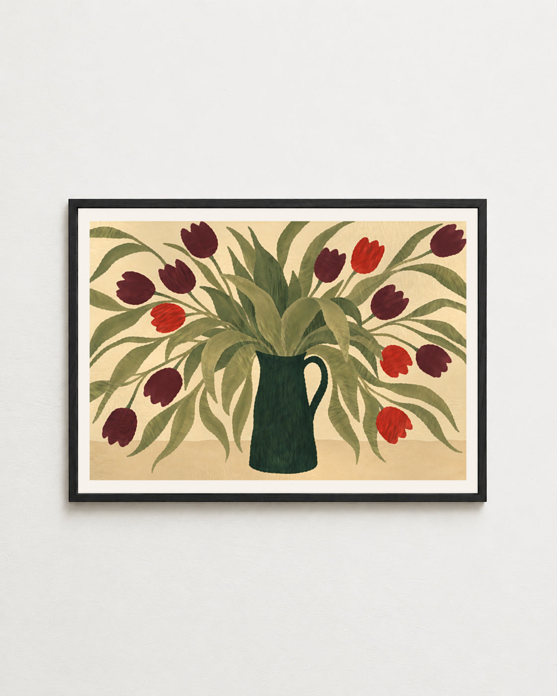 late tulips, black frame