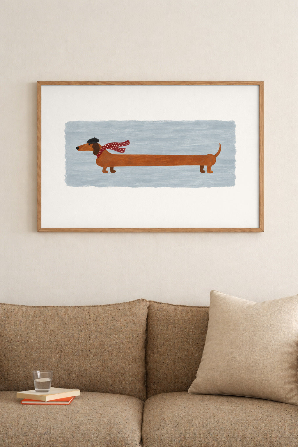 the long walk in mist, framed above a sofa